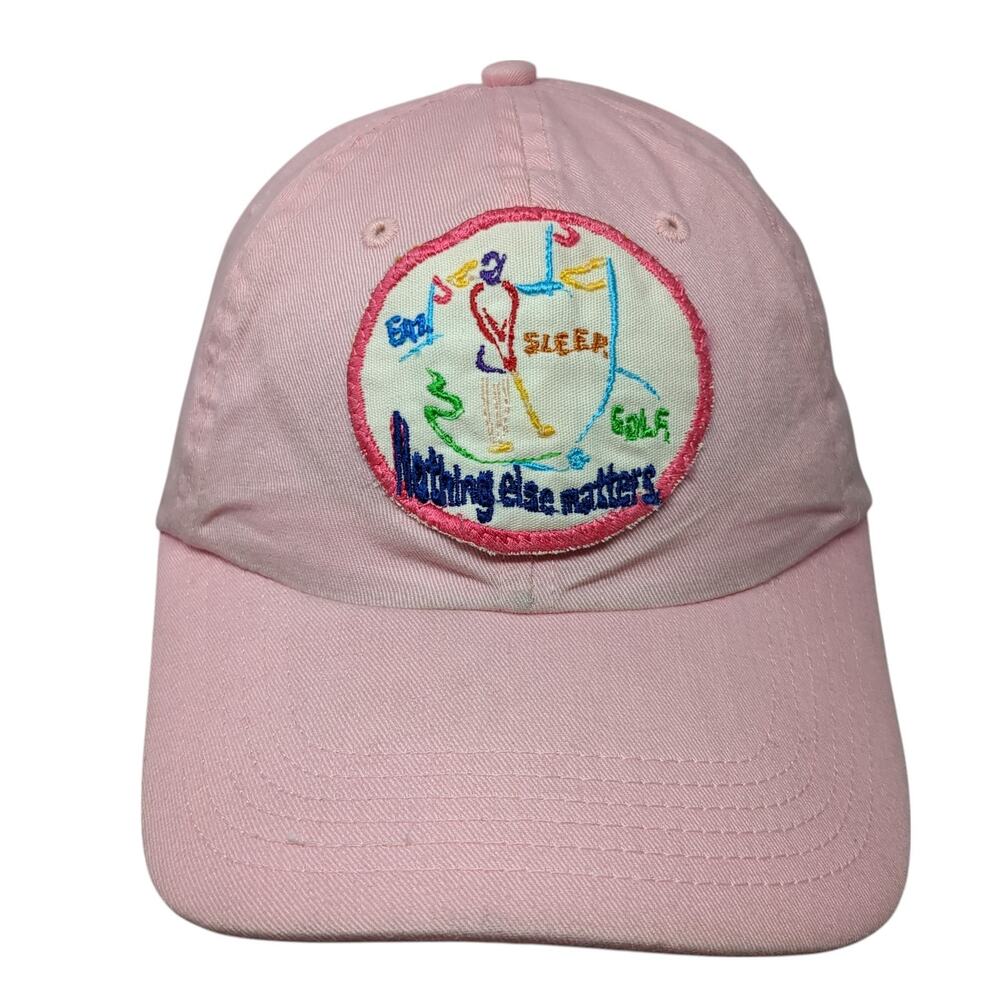 Eat Sleep Golf Nothing Else Matters Slideback Hat Pink One Size Harriton